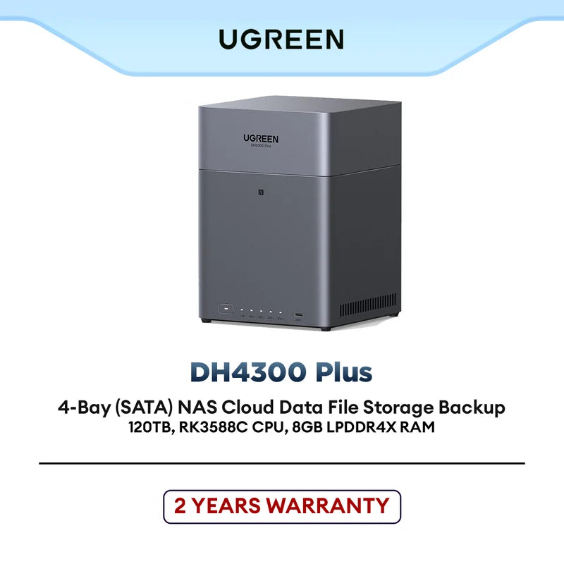 UGREEN DH4300 Plus NASync 4-Bay NAS Cloud Storage Diskless SATA 120TB for Home Office Data Backup File Server